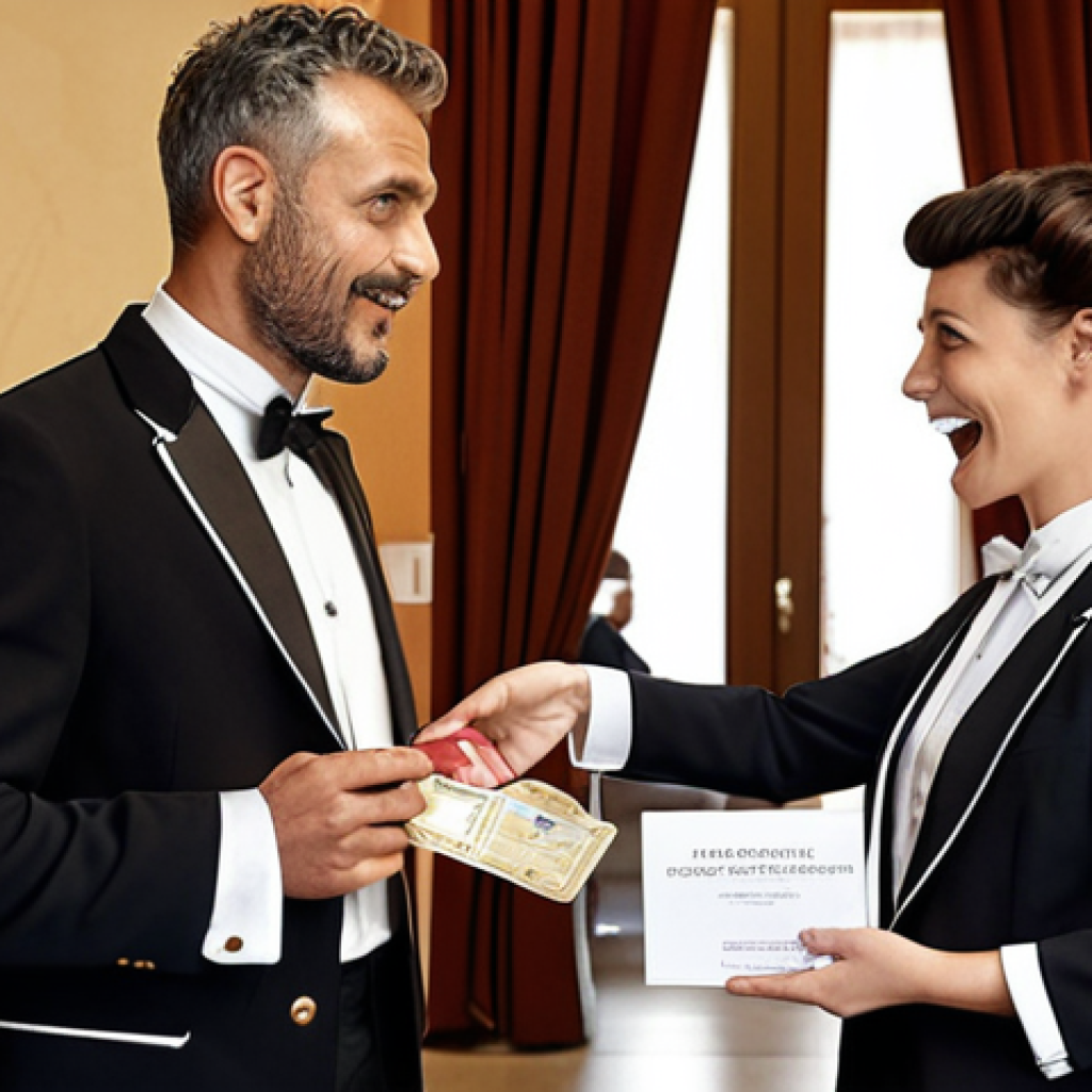 **

"A frustrated guest is talking to a friendly hotel manager in a stylish Rome hotel lobby. In the background, a bellhop is bringing luggage towards an upgraded suite. The manager is gesturing reassuringly with one hand, and in the other, they are holding a voucher for a complimentary bottle of Prosecco."

**