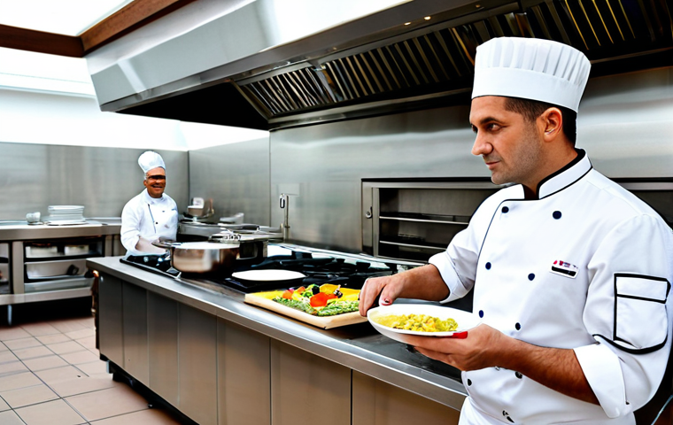 Upscale Hotel in Lombardy**

"A professional chef in a pristine, modern kitchen of a five-star hotel in Milan, Italy. He is fully clothed in a chef's uniform, demonstrating a culinary technique. Stainless steel appliances, gleaming counters, and fresh ingredients are visible. Safe for work, appropriate content, perfect anatomy, correct proportions, natural pose, professional, high quality, well-formed hands, proper finger count, natural body proportions, fully clothed, modest attire, family-friendly. Focus on the chef's skill and the high-end environment."

**