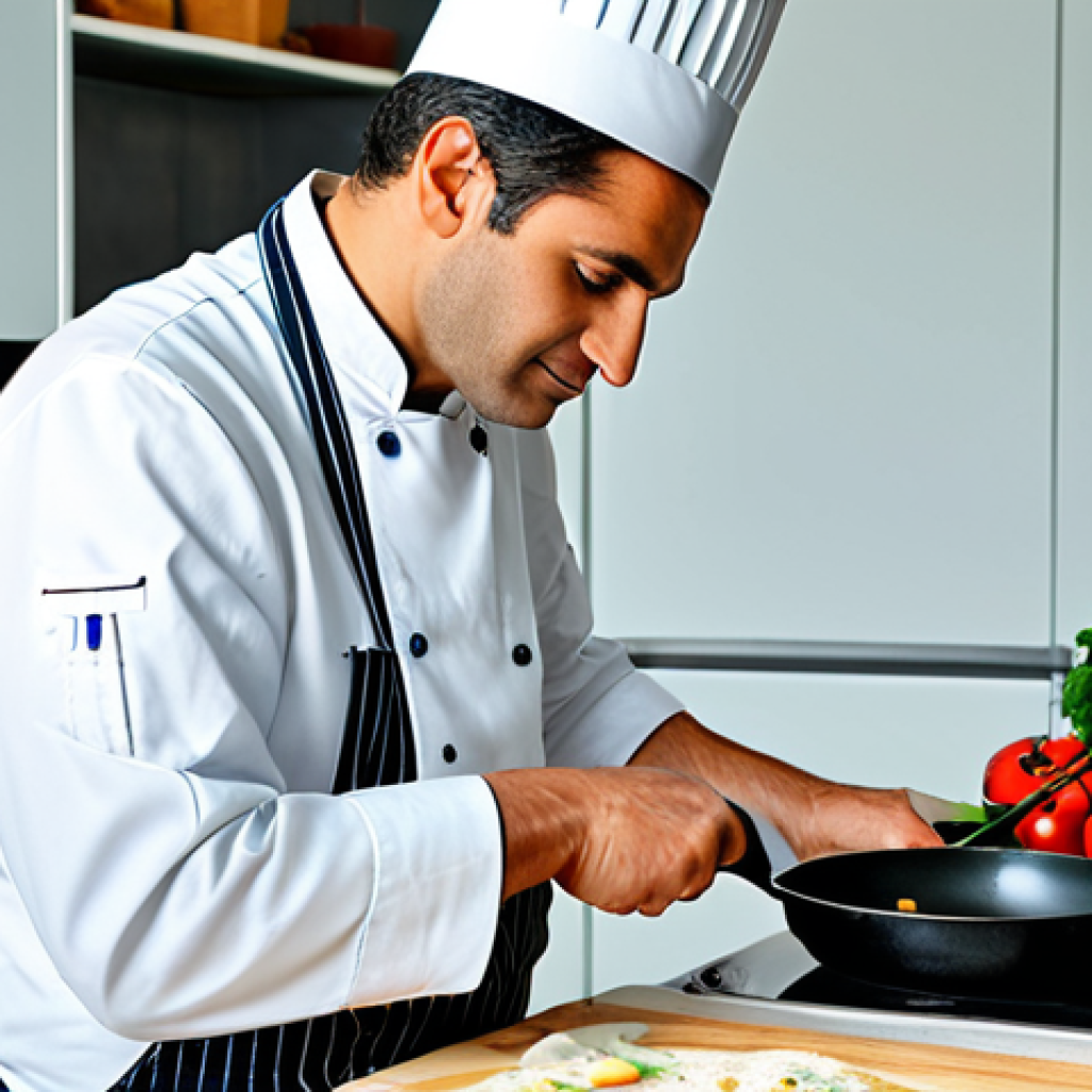 **

A professional chef in a clean, modern kitchen, fully clothed in chef's attire, demonstrating a classic Italian cooking technique, safe for work, appropriate content, perfect anatomy, natural pose, high-quality photography, professional setting, modest clothing.

**