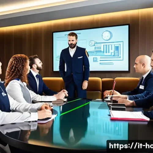 호텔 현장 관리에서의 위기 관리 사례 - **Prompt:** A diverse team of 6 hotel staff members, professionally dressed in modern hotel uniforms...